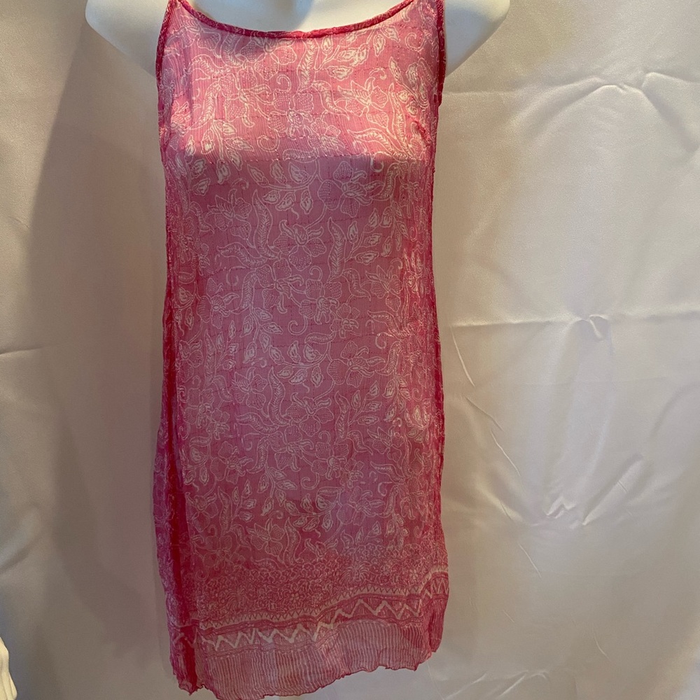 Swim Suit Cover Up, Sheer Pink Pullover Dress Summer Vibes Lightweigh Sz Medium